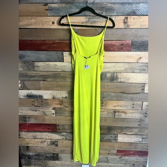 Zara Lime Green Dress With‎ Gathered Waist Size Medium - Picture 2 of 10